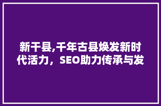 新干县,千年古县焕发新时代活力，SEO助力传承与发展