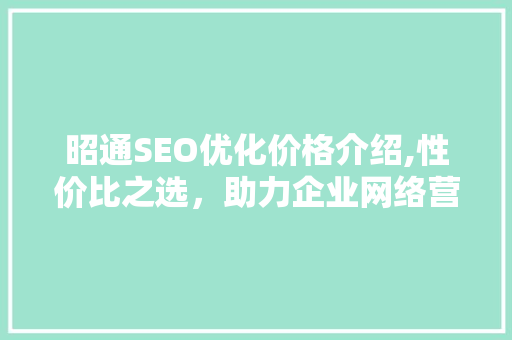 昭通SEO优化价格介绍,性价比之选，助力企业网络营销