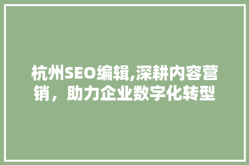 杭州SEO编辑,深耕内容营销，助力企业数字化转型