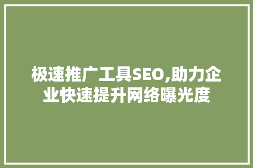 极速推广工具SEO,助力企业快速提升网络曝光度