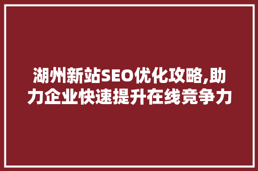 湖州新站SEO优化攻略,助力企业快速提升在线竞争力  第1张