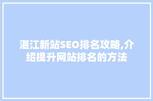 湛江新站SEO排名攻略,介绍提升网站排名的方法