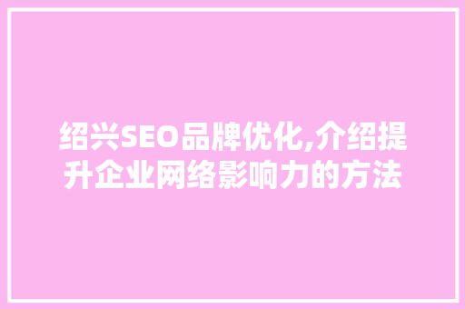 绍兴SEO品牌优化,介绍提升企业网络影响力的方法