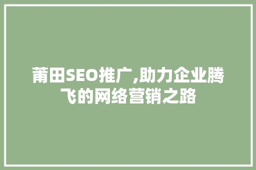莆田SEO推广,助力企业腾飞的网络营销之路  第1张
