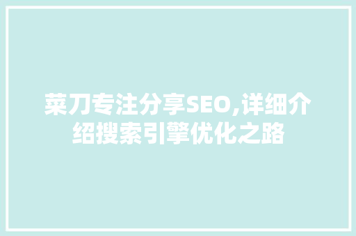 菜刀专注分享SEO,详细介绍搜索引擎优化之路