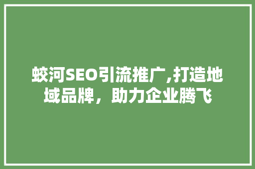 蛟河SEO引流推广,打造地域品牌，助力企业腾飞