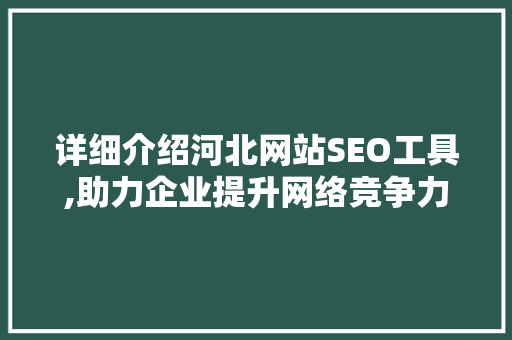 详细介绍河北网站SEO工具,助力企业提升网络竞争力  第1张