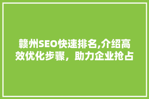赣州SEO快速排名,介绍高效优化步骤，助力企业抢占市场先机