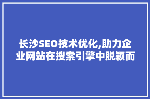 长沙SEO技术优化,助力企业网站在搜索引擎中脱颖而出