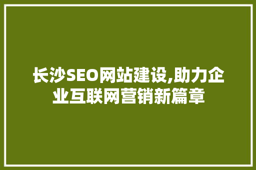 长沙SEO网站建设,助力企业互联网营销新篇章