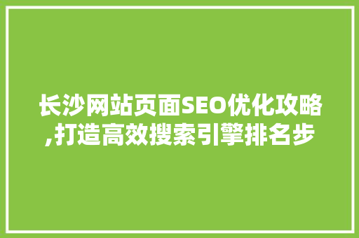 长沙网站页面SEO优化攻略,打造高效搜索引擎排名步骤