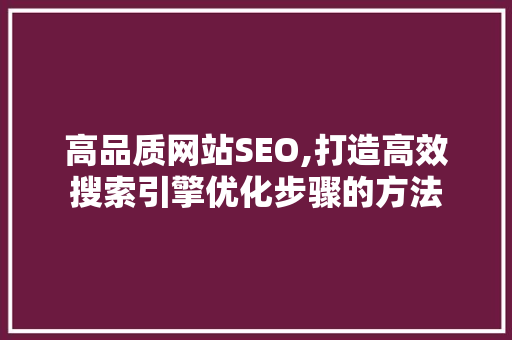 高品质网站SEO,打造高效搜索引擎优化步骤的方法