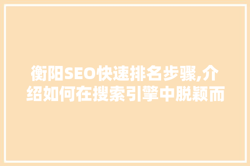 衡阳SEO快速排名步骤,介绍如何在搜索引擎中脱颖而出