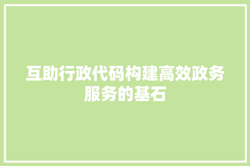 互助行政代码构建高效政务服务的基石