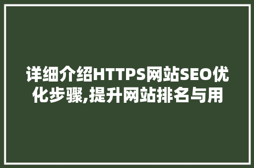 详细介绍HTTPS网站SEO优化步骤,提升网站排名与用户体验