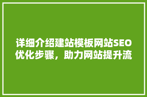 详细介绍建站模板网站SEO优化步骤，助力网站提升流量与排名