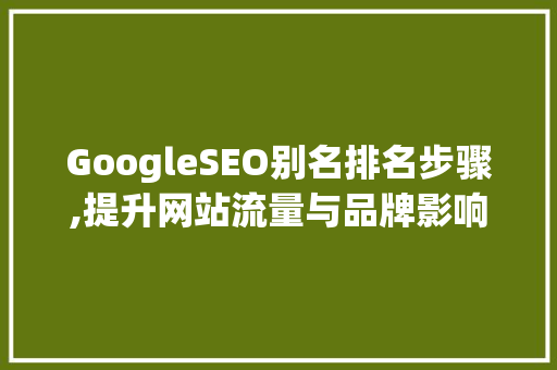 GoogleSEO别名排名步骤,提升网站流量与品牌影响力的方法