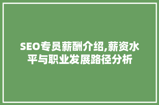 SEO专员薪酬介绍,薪资水平与职业发展路径分析
