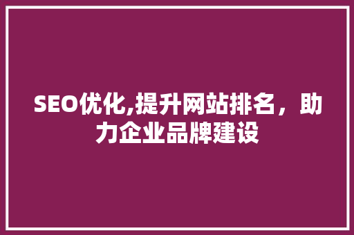SEO优化,提升网站排名，助力企业品牌建设
