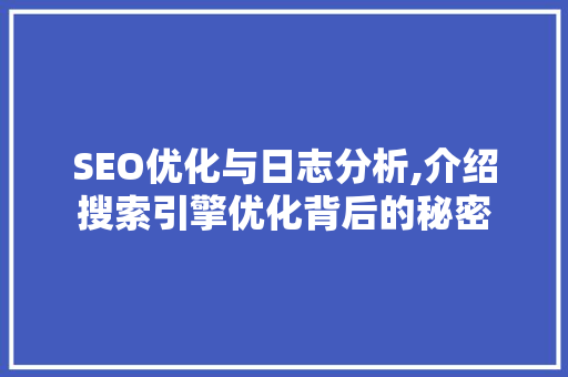 SEO优化与日志分析,介绍搜索引擎优化背后的秘密