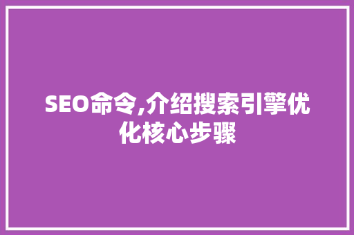 SEO命令,介绍搜索引擎优化核心步骤