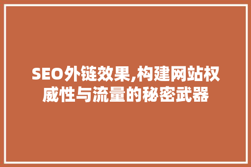 SEO外链效果,构建网站权威性与流量的秘密武器