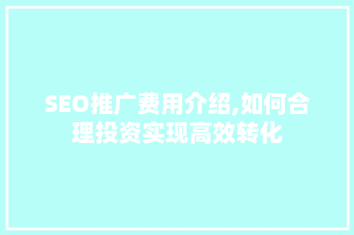 SEO推广费用介绍,如何合理投资实现高效转化