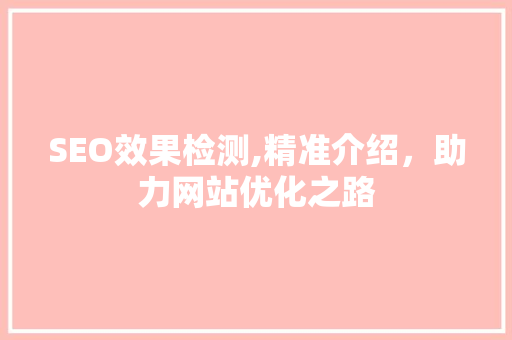 SEO效果检测,精准介绍，助力网站优化之路