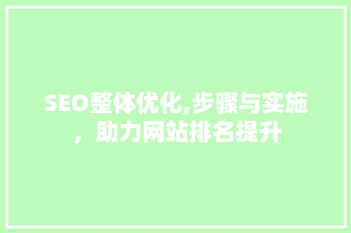 SEO整体优化,步骤与实施，助力网站排名提升