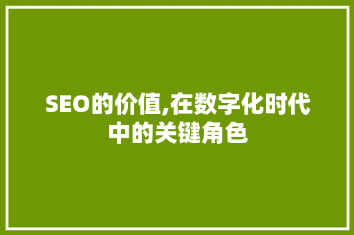 SEO的价值,在数字化时代中的关键角色  第1张