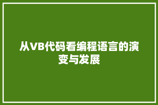 从VB代码看编程语言的演变与发展