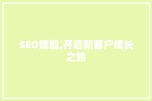 SEO赋能,开启新客户增长之旅