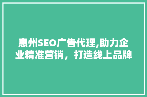 惠州SEO广告代理,助力企业精准营销，打造线上品牌新形象