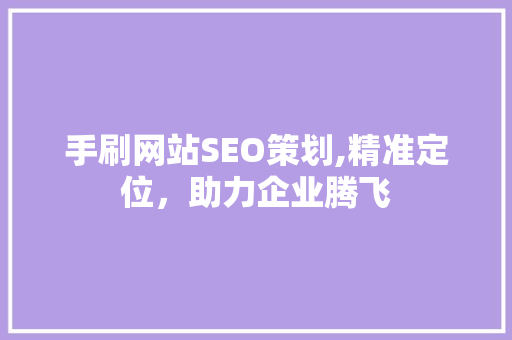 手刷网站SEO策划,精准定位，助力企业腾飞