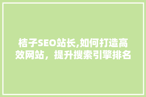 桔子SEO站长,如何打造高效网站，提升搜索引擎排名