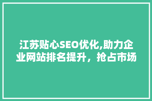 江苏贴心SEO优化,助力企业网站排名提升，抢占市场先机