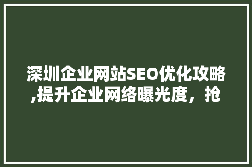 深圳企业网站SEO优化攻略,提升企业网络曝光度，抢占市场先机