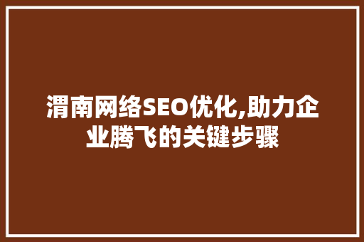 渭南网络SEO优化,助力企业腾飞的关键步骤