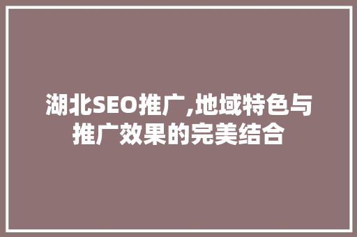 湖北SEO推广,地域特色与推广效果的完美结合  第1张