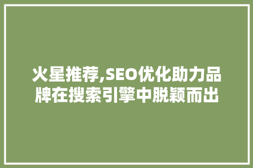火星推荐,SEO优化助力品牌在搜索引擎中脱颖而出