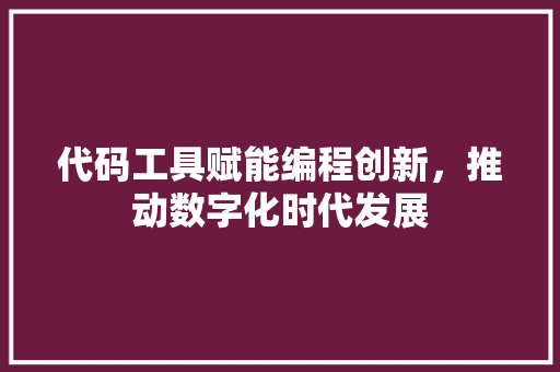 代码工具赋能编程创新，推动数字化时代发展  第1张