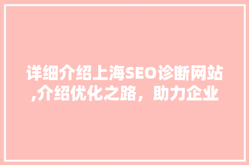 详细介绍上海SEO诊断网站,介绍优化之路，助力企业腾飞