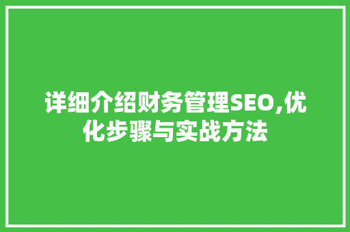 详细介绍财务管理SEO,优化步骤与实战方法