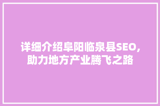 详细介绍阜阳临泉县SEO,助力地方产业腾飞之路  第1张