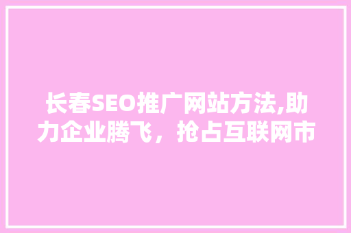 长春SEO推广网站方法,助力企业腾飞，抢占互联网市场制高点
