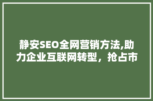 静安SEO全网营销方法,助力企业互联网转型，抢占市场先机