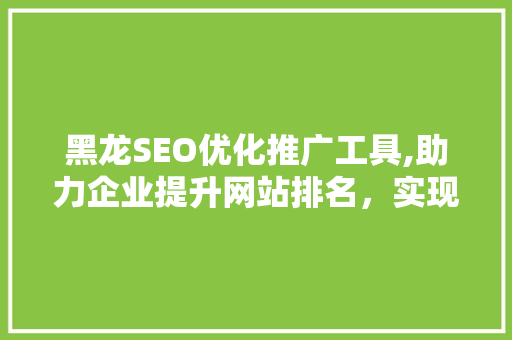 黑龙SEO优化推广工具,助力企业提升网站排名，实现线上营销新突破  第1张