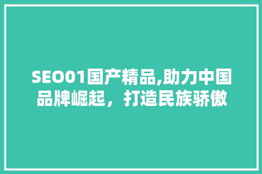 SEO01国产精品,助力中国品牌崛起，打造民族骄傲  第1张