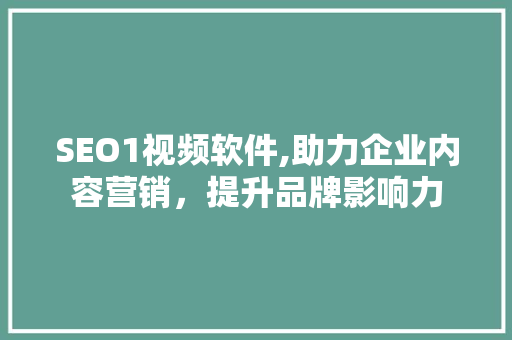 SEO1视频软件,助力企业内容营销，提升品牌影响力