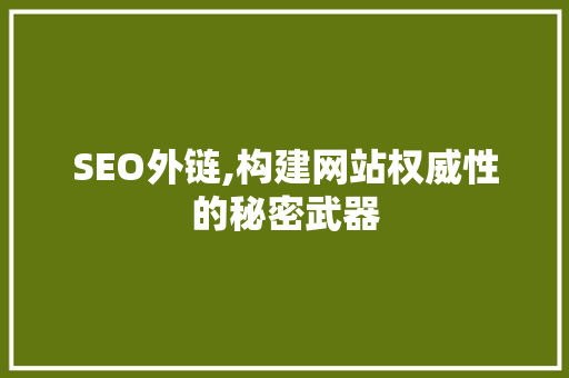 SEO外链,构建网站权威性的秘密武器